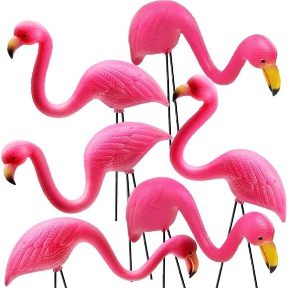 GiftExpress Pink Flamingos Yard Decorations - 6 Pack Small - Picture 1 of 7